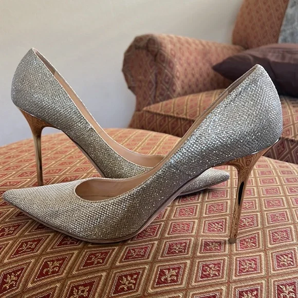 Jimmy Choo champagne glitter stilettos, sz 39,5 - Picture 4 of 10
